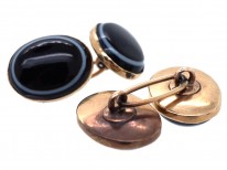 Victorian 15ct Gold ​& Banded Onyx Oval Cufflinks
