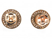 18ct Gold & Platinum Art Deco Onyx & Rose Diamond Round Earrings