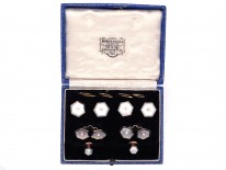 18ct & 9ct Gold, Mother of Pearl & Natural Pearl Art Deco Dress Set