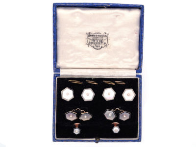 18ct & 9ct Gold, Mother of Pearl & Natural Pearl Art Deco Dress Set