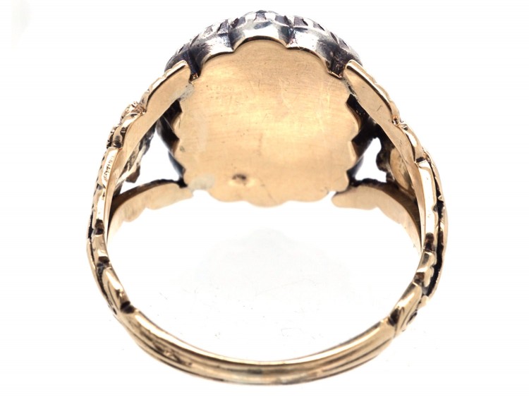 Georgian 18ct Gold Rose Diamond & Hardstone Cameo Ring