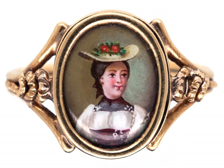 15ct Gold Regency Swiss Enamel Miniature Ring