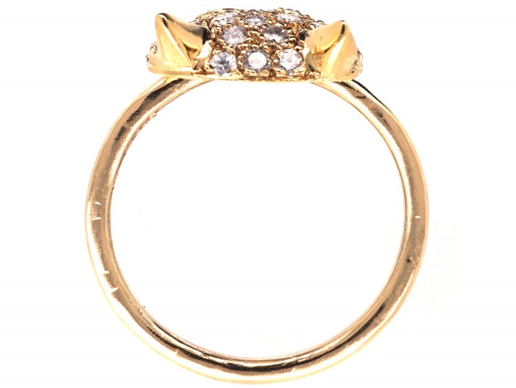 18ct Gold & Diamond Fox Head Ring