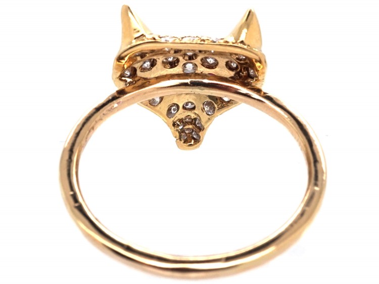 18ct Gold & Diamond Fox Head Ring