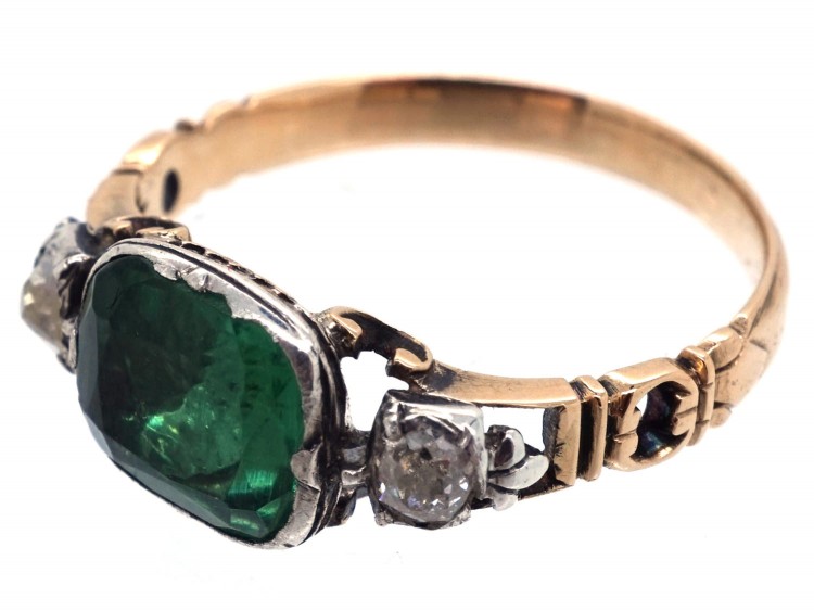 Georgian Emerald Paste & Diamond Ring