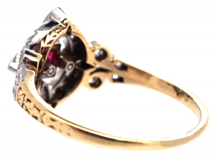 Edwardian Rectangular Ruby & Diamond Ring