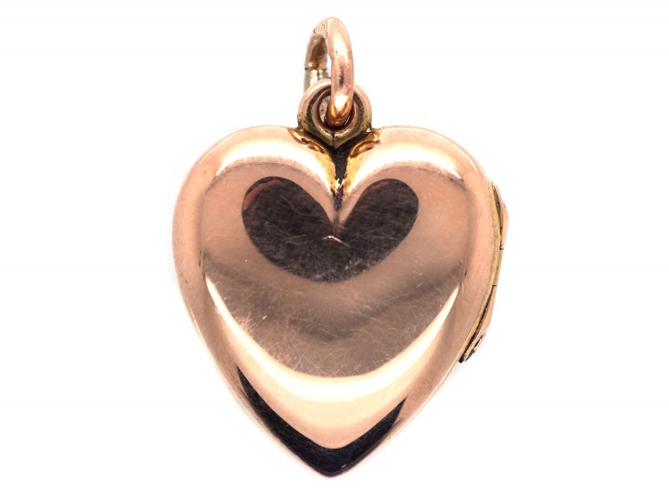 Edwardian 15ct Gold Heart Locket with Forget Me Not Motif