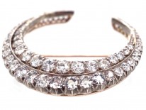 Large Victorian Diamond Double Crescent Brooch