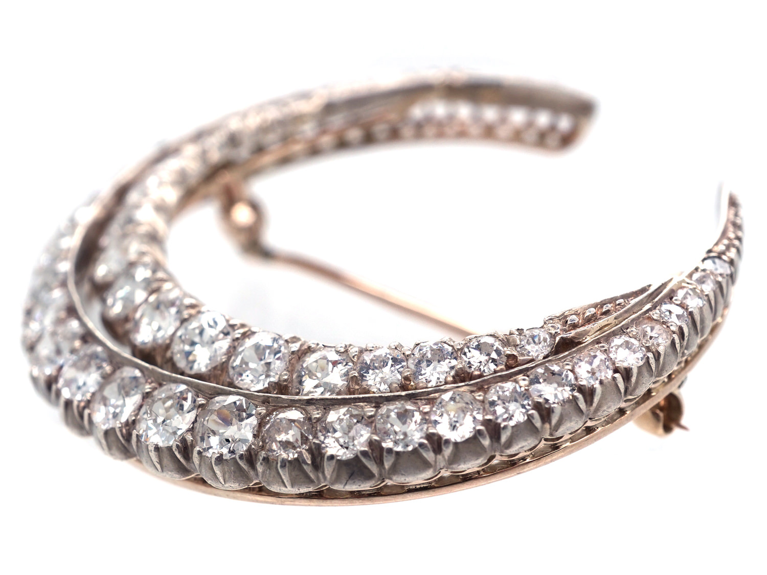 Large Victorian Diamond Double Crescent Brooch (849G) | The Antique ...