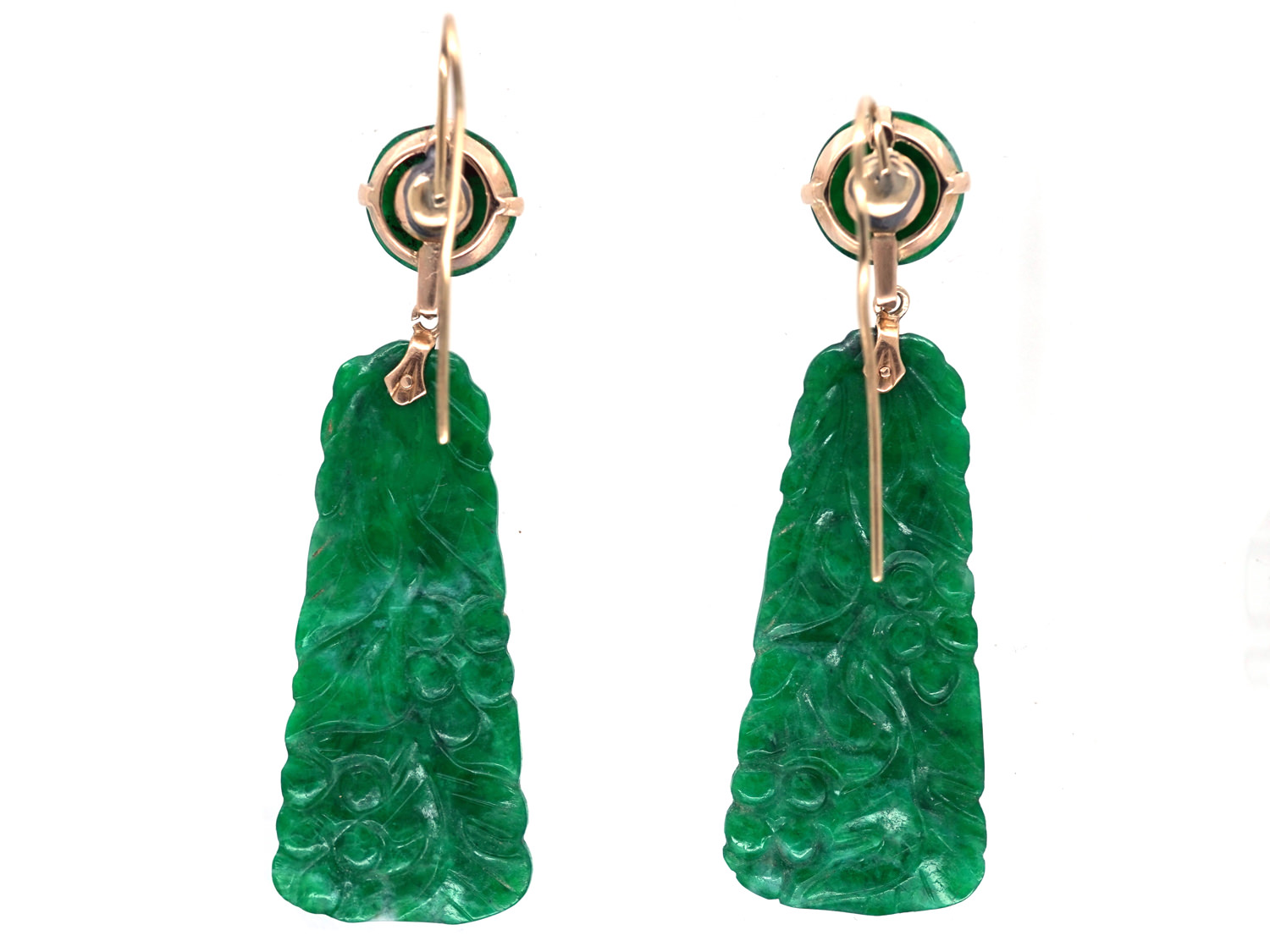 New Antique Imitation Hetian Jade Earrings High-End Wholesale Brass  Gold-Plated Tassel Retro Drop Earrings
