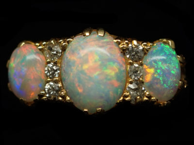 Victorian 18ct Gold, Opal & Diamond Ring