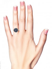 Edwardian 18ct Gold Sapphire & Diamond Cluster Ring