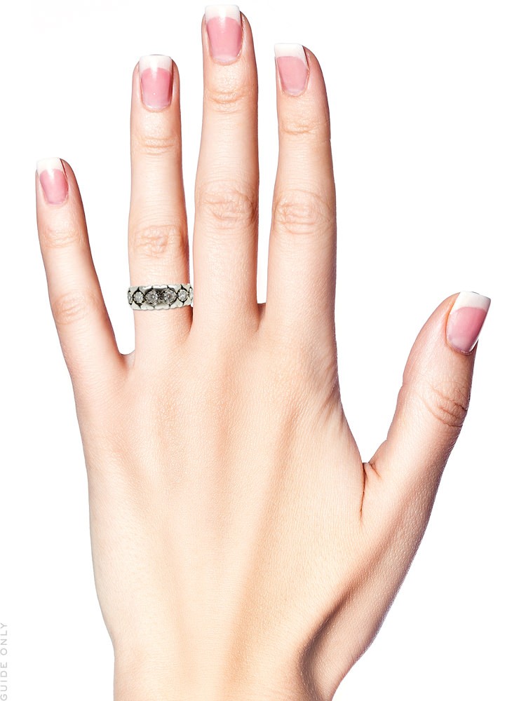 Triple Diamond & 18ct White Gold Hearts Eternity Ring