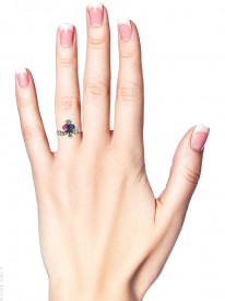 Art Nouveau Sapphire Diamond & Ruby Trefoil Ring