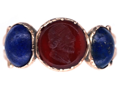 Grand Tour Georgian Carved Intaglio & Lapis Lazuli Ring