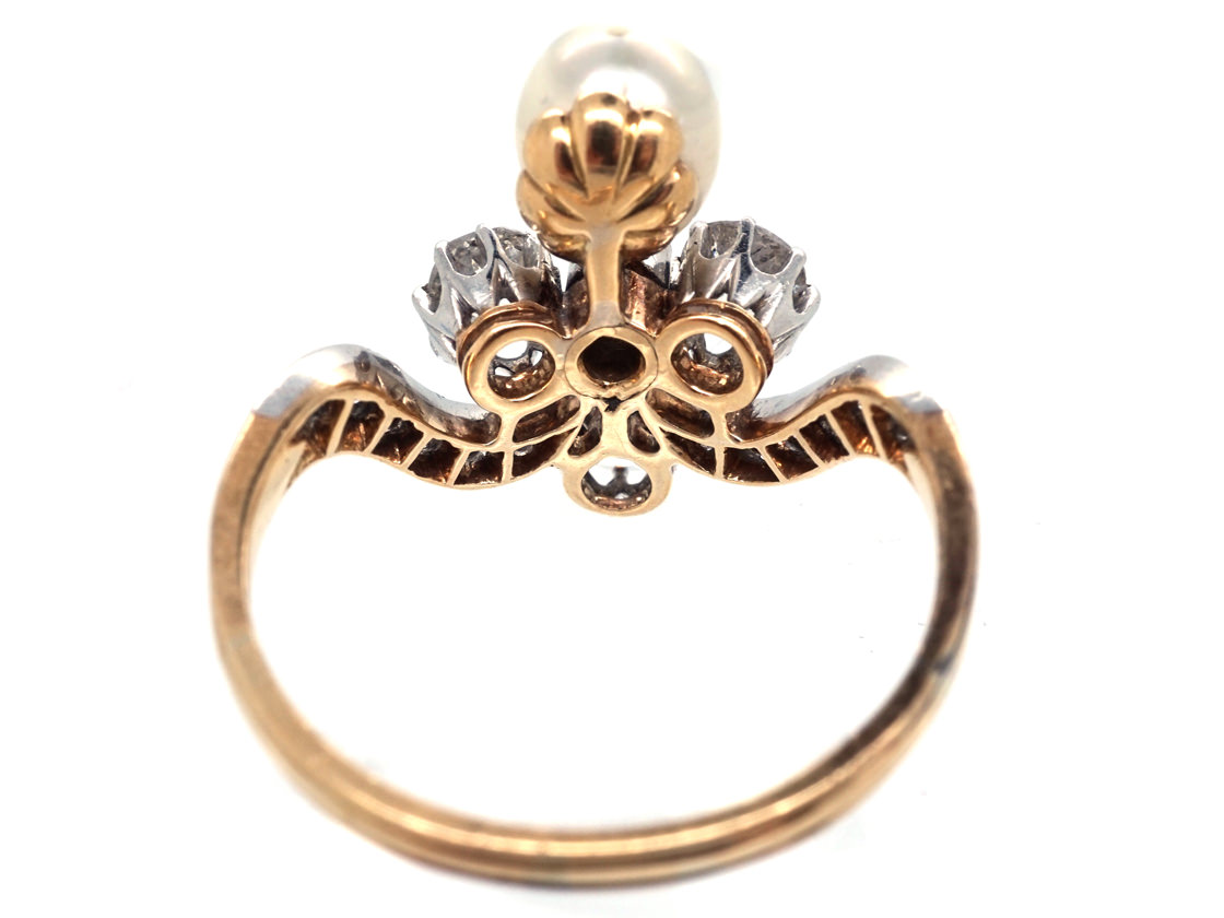 Art Nouveau 18ct Gold, Diamond & Natural Pearl Ring (863G) | The ...