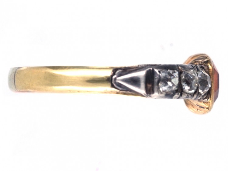 Georgian Hessanite Garnet & Diamond Ring