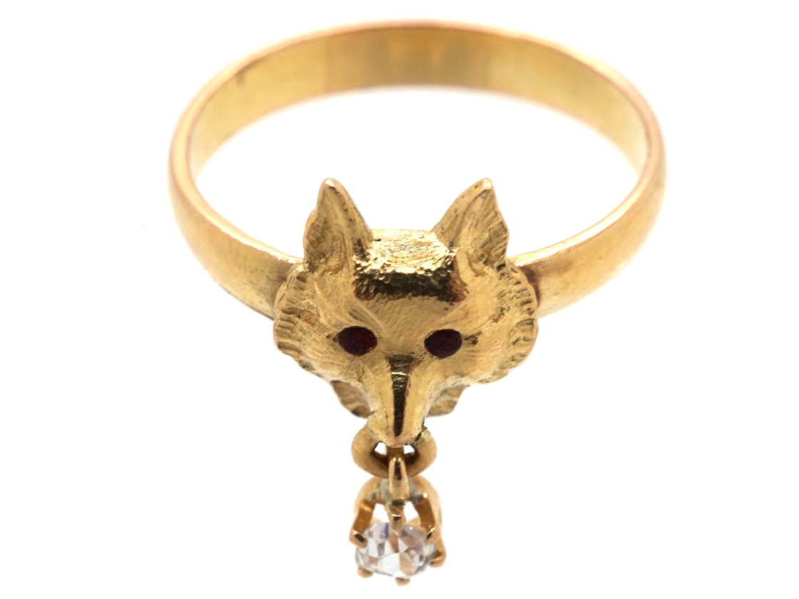 Wolf's Head 18ct Gold Ring (869G) | The Antique Jewellery Company