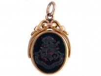Victorian 18ct Gold Swivel Seal Fob with Bloodstone Crest Intaglio of a Hedgehog