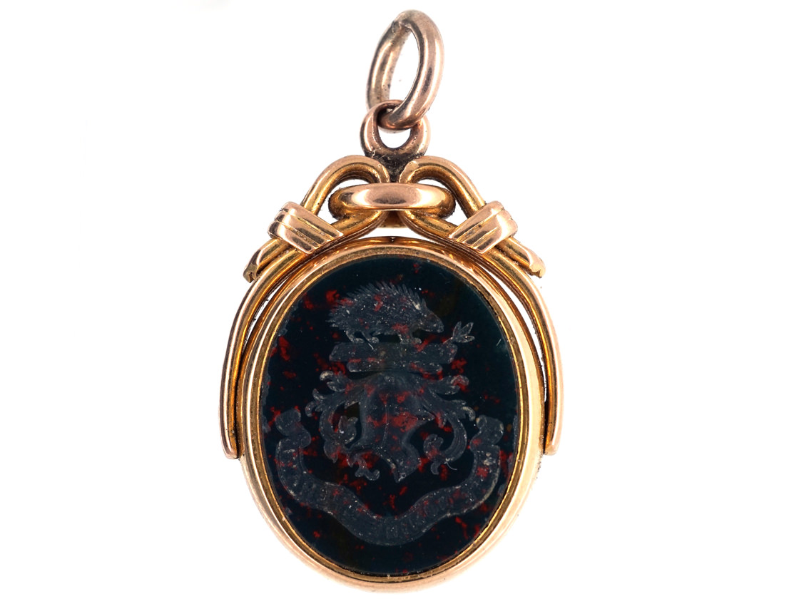 Victorian 18ct Gold Swivel Seal Fob with Bloodstone Crest Intaglio of a ...