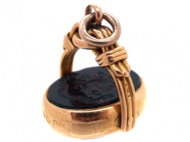 Victorian 18ct Gold Swivel Seal Fob with Bloodstone Crest Intaglio of a Hedgehog