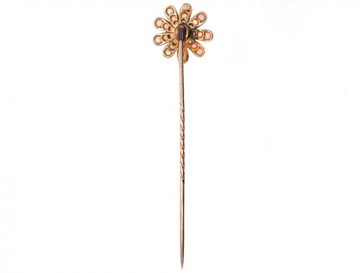 Edwardian 15ct Gold & Opal Flower Stick Pin