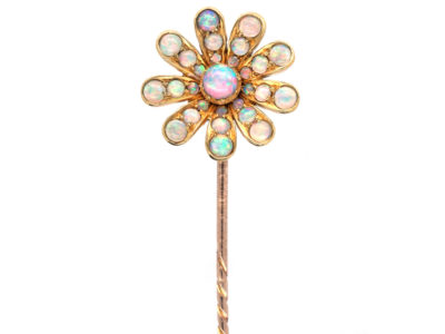 Edwardian 15ct Gold & Opal Flower Stick Pin