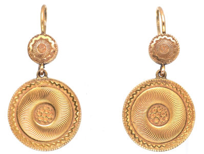 Regency 18ct Gold Swirly Double Drop Earrings