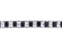 Art Deco Silver Black & White Faceted Paste Bracelet