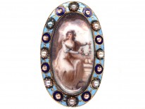 Georgian Gold Miniature Ring with Enamel, Pearl & Diamond Surround