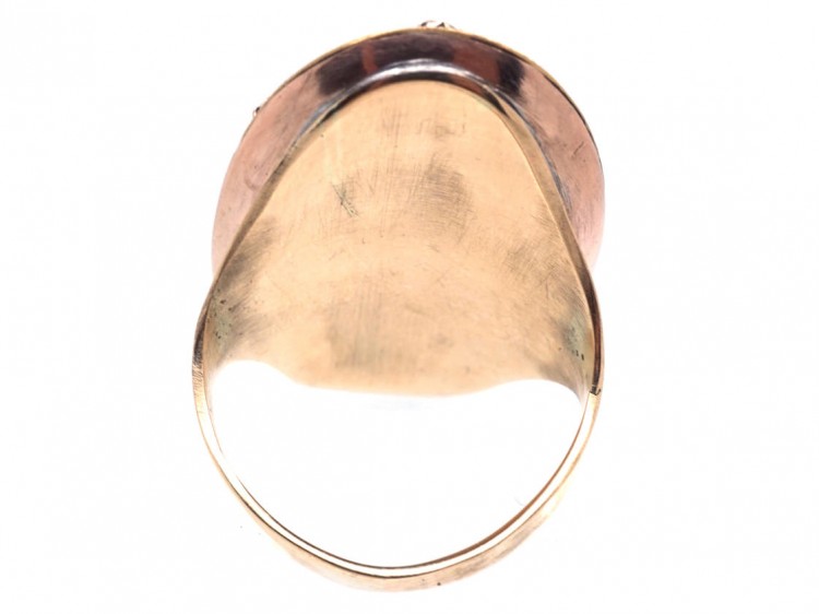 Georgian Gold Miniature Ring with Enamel, Pearl & Diamond Surround