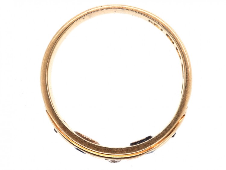 Victorian 18ct Gold, Sapphire & Diamond Gypsy Ring