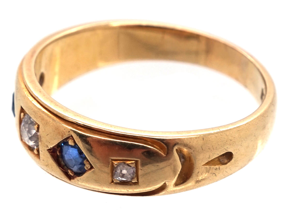 Victorian 18ct Gold, Sapphire & Diamond Gypsy Ring (892G) | The Antique