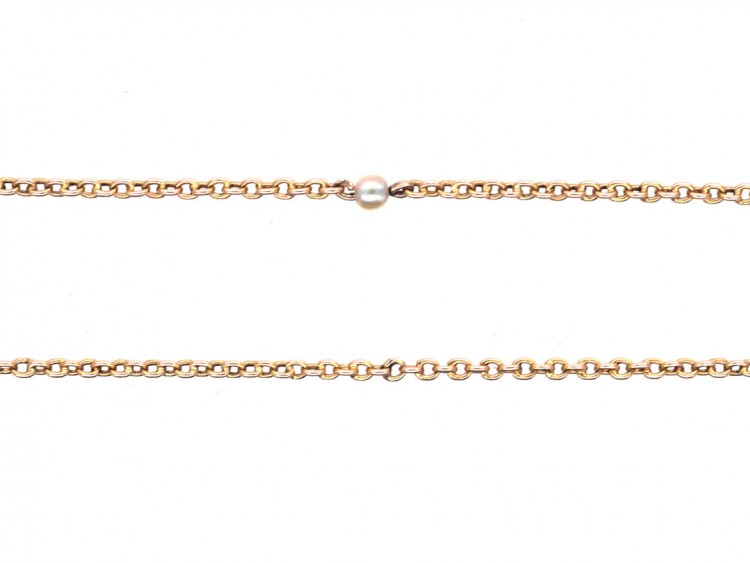 Edwardian 18ct Gold & Natural Pearls Chain