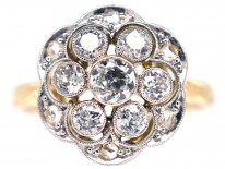 Edwardian 18ct Gold & Platinum Openwork Diamond Cluster Ring