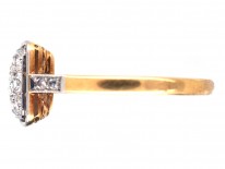 Art Deco 18ct Gold & Platinum Diamond Set Square Ring