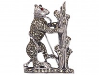 Silver & Marcasite Bear and the Ragged Staff Brooch