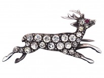 Edwardian Silver & Paste Stag Brooch