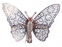 Silver Pierced Work Butterfly Brooch