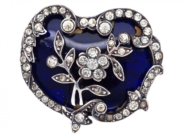Edwardian Silver, Paste & Blue Glass Brooch