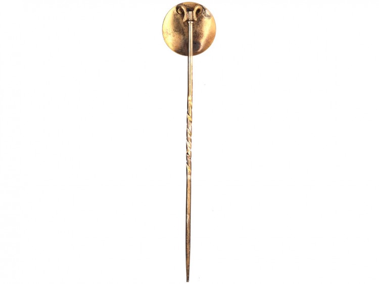Victorian 15ct Gold , Cabochon Garnet & White Enamel Stick Pin