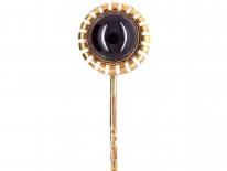 Victorian 15ct Gold , Cabochon Garnet & White Enamel Stick Pin