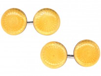 Edwardian Silver & Yellow Enamel Round Cufflinks