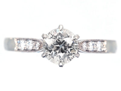 Diamond Solitaire Ring with Diamond Shoulders