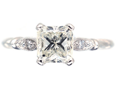 Radiant Cut Diamond Ring with Diamond Shoulders