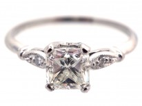 Radiant Cut Diamond Ring with Diamond Shoulders