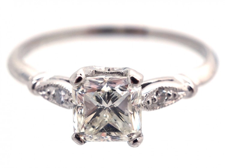 Radiant Cut Diamond Ring with Diamond Shoulders