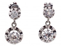 Art Deco Diamond Two Stone Drop Earrings