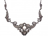 Art Deco Silver & Marcasite Foliate Necklace