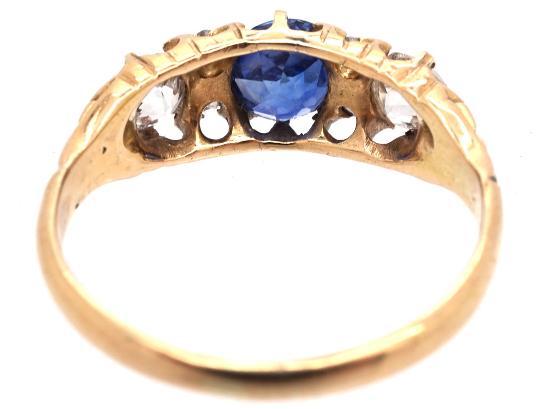 Victorian 18ct Gold Sapphire & Diamond Three Stone Ring (966G) | The ...